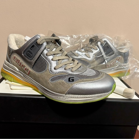 Gucci Other - Gucci Ultrapace Metallic Leather, Suede, and fabric sneakers.